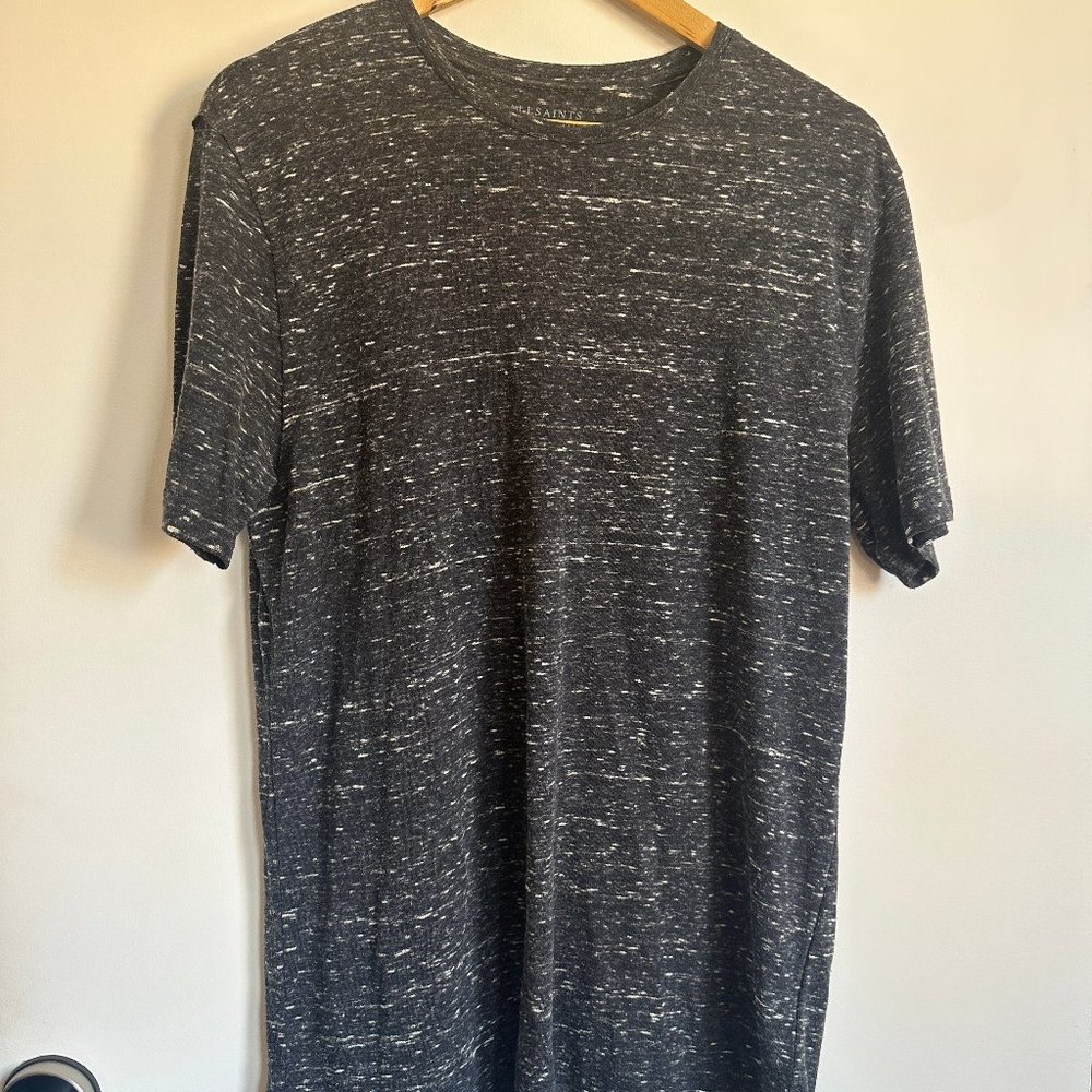 All Saints - Gray & White Speckled T-Shirt - Large